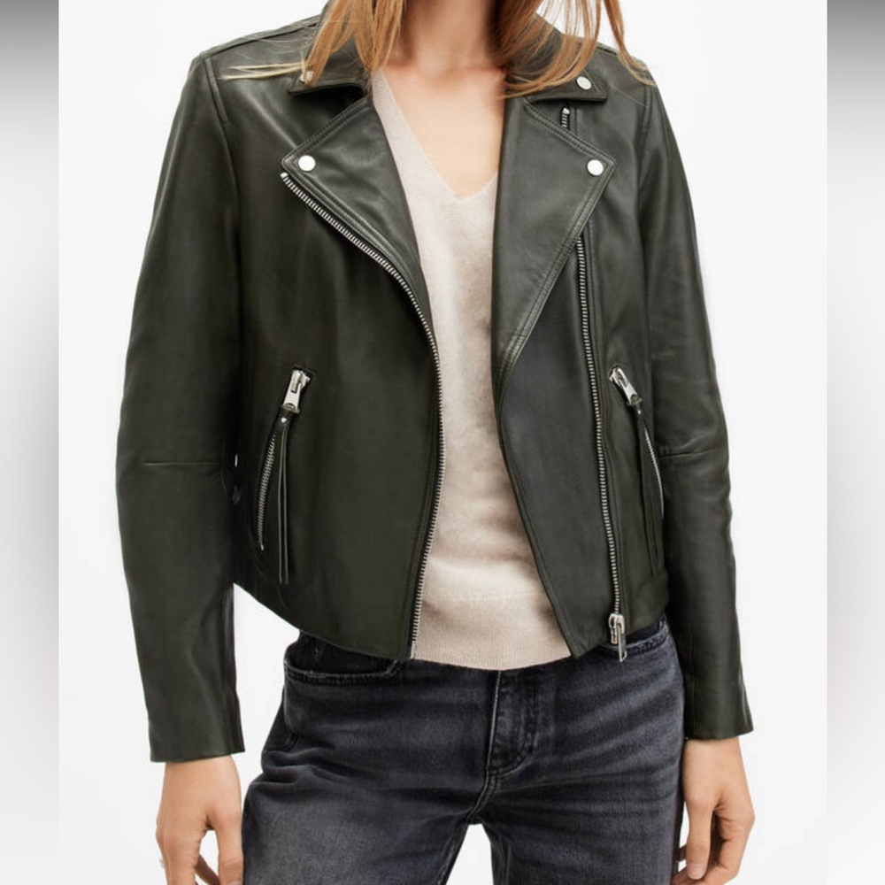 AllSaints Dalby Leather Jacket. Size 6. Black. Excellent condition.
